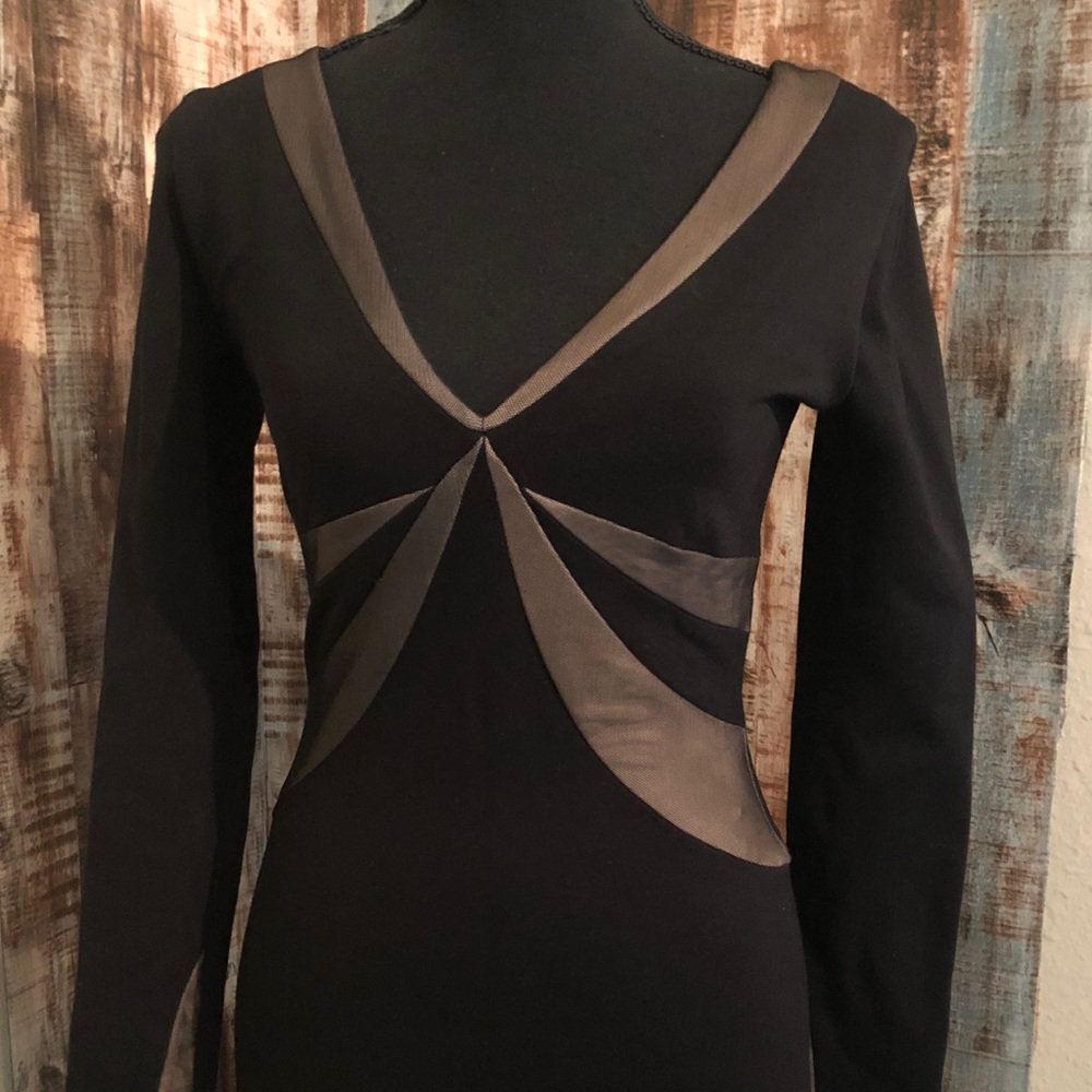 Bcbgmaxazria black long sleeve bodycon dress